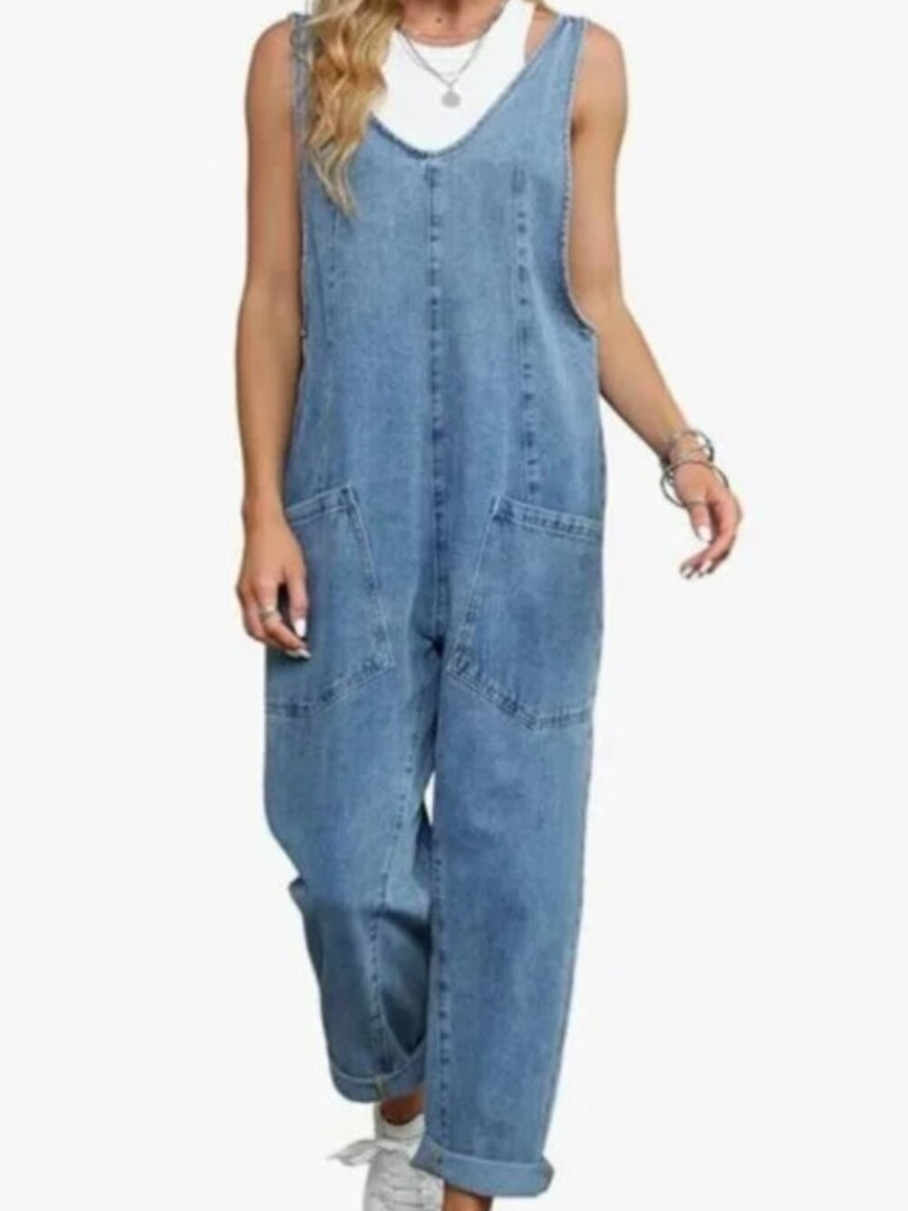 High Roller Pull Strap Iconic Light Blue Jumpsuit - Picture 8 of 8